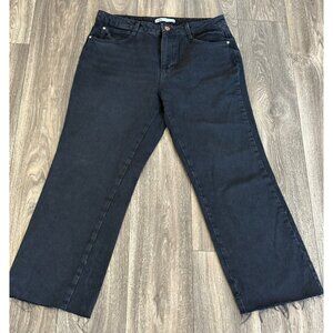Zara Womens Size 10 x28" High-Waisted Distressed Straight Leg Jeans Black READ!!